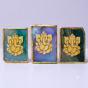 Golden Ganesha Onyx Blessing Stone