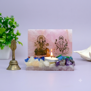 Rose Quartz Laxmi Ganesha Mandir with Tealight Holder